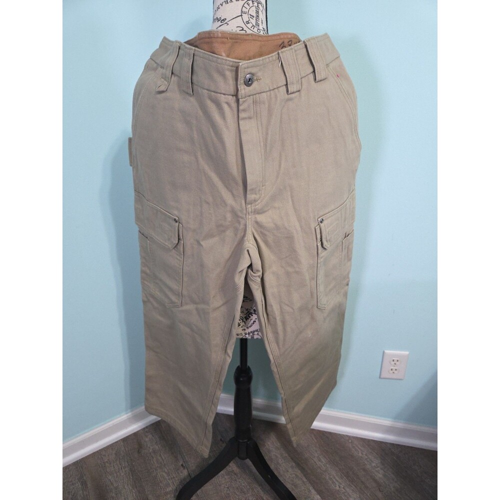 Duluth Trading Co Cargo Pants Beige Mens 38X28 Mid Rise Tough Hiking Workwear
